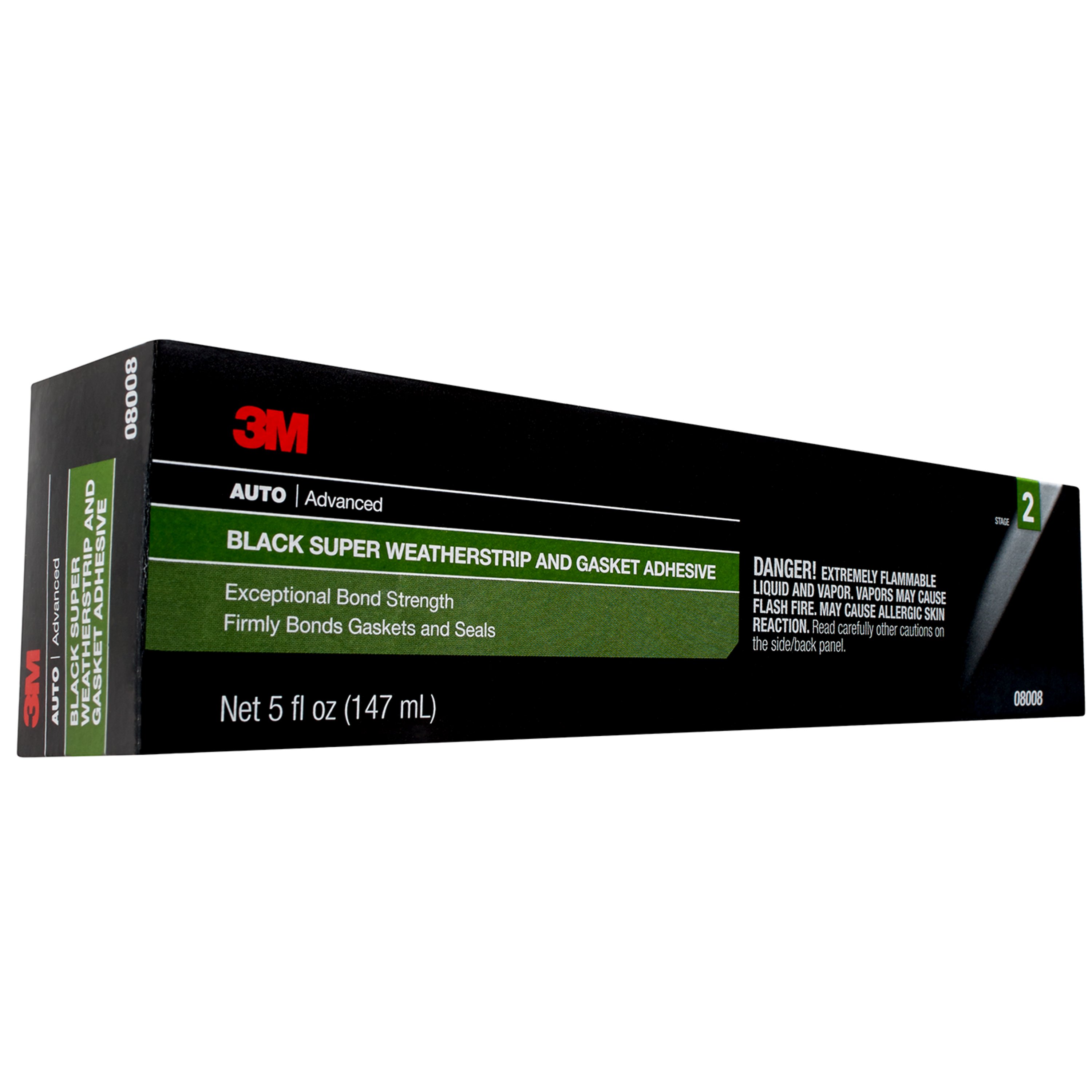 3M Black Super Weatherstrip and Gasket Adhesive, 08008, 5 fl oz, 1 Per Pack