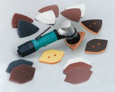 Lightweight Dynafine sander with abrasive attachments